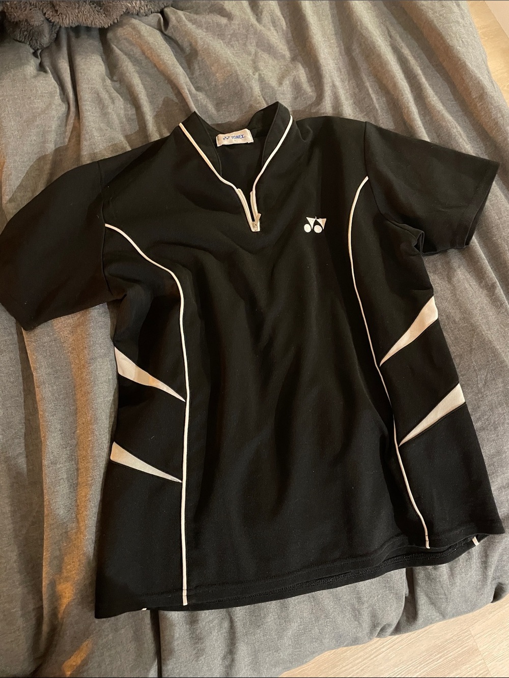 Black Yonex  athletic shirt w white piping